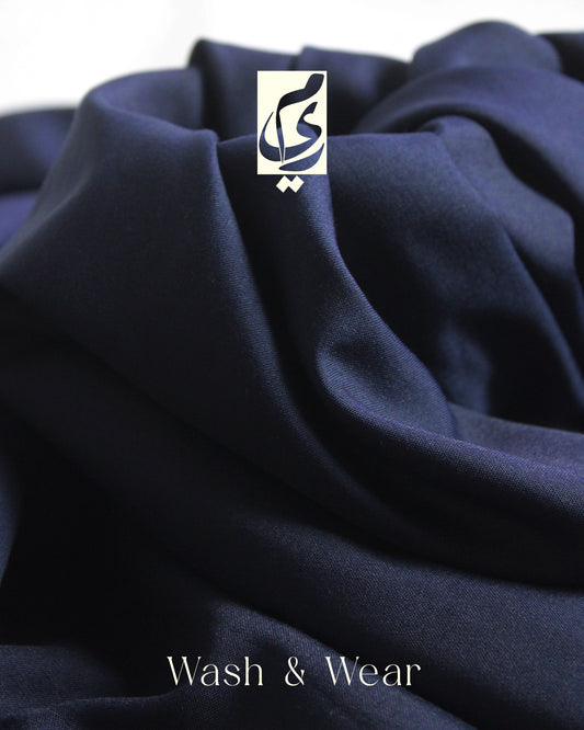 Meer-e-Khaas Premium Midnight Navy Blue Men’s Unstitched Paki Suit – Four Season Wash & Wear Fabric