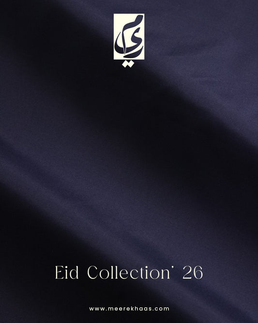 Meer-e-Khaas Premium Midnight Navy Blue Men’s Unstitched Paki Suit – Four Season Wash & Wear Fabric